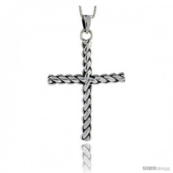 Sterling Silver Braided Cross Pendant, 2 in tall