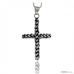 Sterling Silver Braided Cross Pendant, 2 in tall -Style Px415