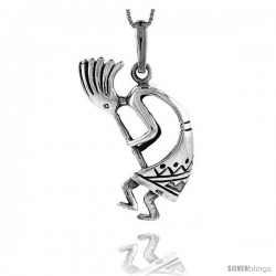 Sterling Silver Large Kokopelli Pendant, 1 3/4 in tall