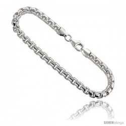 Sterling Silver Italian Round BOX Chain Necklaces & Bracelets 5mm Heavy weight Smooth Finish Nickel Free
