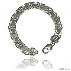 Sterling Silver Italian Flat Byzantine Chain Necklaces & Bracelets 11.5mm Heavy