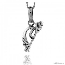 Sterling Silver Small Kokopelli Pendant, 1 1/16 in tall