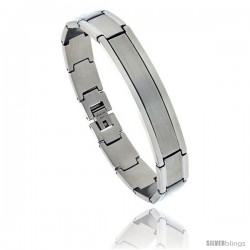 Stainless Steel Satin Finish Center ID Bracelet, 1/2 in wide, 8 in long