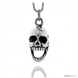 Sterling Silver Skull w/ Movable Jaw Pendant, 3/4 in tall