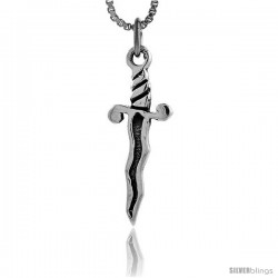 Sterling Silver Wavy Sword Pendant, 29 in tall