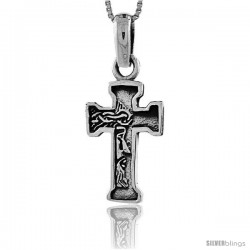 Sterling Silver American Indian Cross Pendant, 1 1/4 in tall