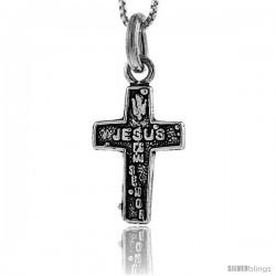 Sterling Silver JESUS es mi Senor Cross Pendant, 1 in tall