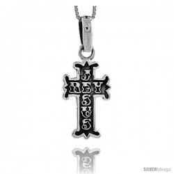 Sterling Silver JESUS Fleury Cross Pendant, 1 1/8 in tall