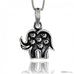 Sterling Silver Lucky 7 Elephant Pendant, 3/4 in tall