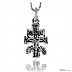Sterling Silver Caravaca Cross Pendant, 1 in tall -Style Px506