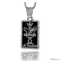 Sterling Silver Mi Bautizo (My Baptism) Pendant, 7/8 in tall