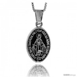 Sterling Silver Virgin Mary Pendant, 7/8 in tall