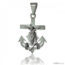 Sterling Silver Mariner's Cross Anchor Pendant, 2 1/8 in tall