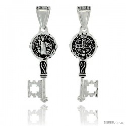 Sterling Silver Saint Benedict Medal Key Medal, 41mm Wide