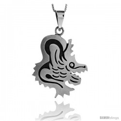 Sterling Silver Coyote Pendant, 1 1/2 in tall