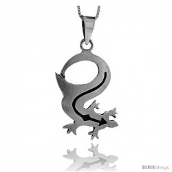 Sterling Silver Gecko Pendant, 1 1/2 in tall