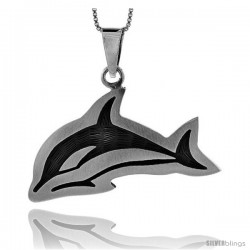 Sterling Silver Whale Pendant, 1 1/16 in tall