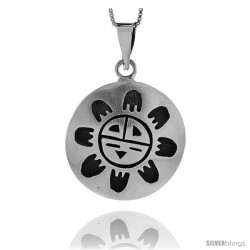 Sterling Silver Sun Pendant, 1 1/4 in (30 mm) wide