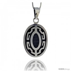 Sterling Silver Greek Key Pendant, 1 1/4 in tall