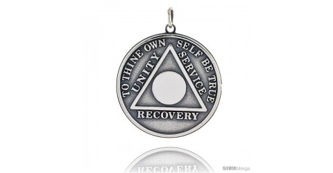 Sterling Silver Sobriety Symbol Recovery Medal, 1 3/8 in. (35 mm) tall ...