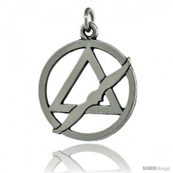 Sterling Silver Sobriety Symbol Recovery Pendant, 1 1/8 in. (28 mm) tall