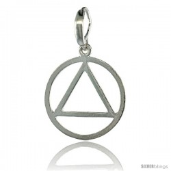 Sterling Silver Sobriety Symbol Recovery Pendant, 1 1/4 in. (31 mm) tall