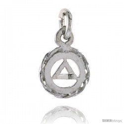 Sterling Silver Sobriety Symbol Recovery Pendant, 9/16 in. (14 mm) tall