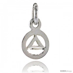 Sterling Silver Sobriety Symbol Recovery Pendant, 1/2 in. (12 mm) tall