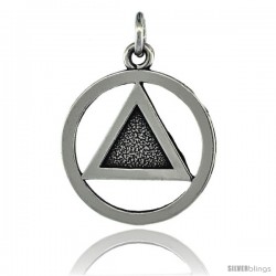 Sterling Silver Sobriety Symbol Recovery Pendant, 1 in. (25 mm) tall -Style Py5