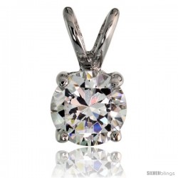 Sterling Silver Basket Set Round Stone Rabbit Bale Pendant, 6mm Brilliant Cut CZ Stone, 7/16 in tall, 18" -Style Pz261