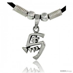 Sterling Silver Chinese Character Pendant for "MA", 3/4" (19 mm) tall, w/ 18" Rubber Cord Necklace