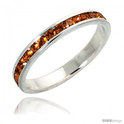 Sterling Silver Eternity Band, w/ November Birthstone, Citrine Crystals, 1/8" (3 mm) wide