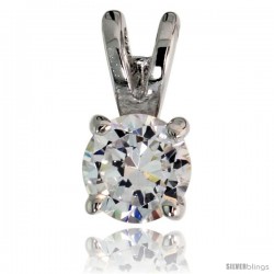 Sterling Silver Basket Set Round Stone Rabbit Bale Pendant, 5mm Brilliant Cut CZ Stone, 3/8 in tall, 18" Thin Box Chain