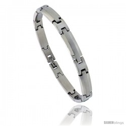 Stainless Steel Satin Finish Center Bar Bracelet, 1/4 in wide, 8.5 in long