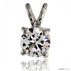 Sterling Silver Basket Set Round Stone Rabbit Bale Pendant, 6mm Brilliant Cut CZ Stone, 7/16 in tall, 18" Thin Box Chain