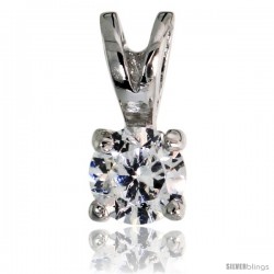 Sterling Silver Basket Set Round Stone Rabbit Bale Pendant, 4mm Brilliant Cut CZ Stone, 5/16 in tall, 18" Thin Box Chain