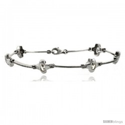 7" Sterling Silver Cross Bracelet with CZ