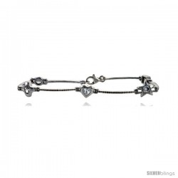 7" Sterling Silver Multi Shape Bracelet with CZ