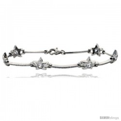 7" Sterling Silver Star Bracelet with CZ