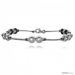 7" Sterling Silver Brilliant Cut CZ Bracelet