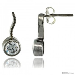 Sterling Silver Round CZ Post Earrings 9/16 in. (15 mm) tall