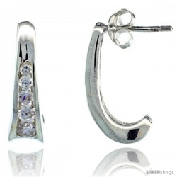 Sterling Silver 5-Stone Fancy CZ Journey Earrings 11/16 in. (18 mm) tall