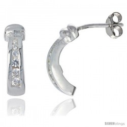 Sterling Silver 7-Stone Fancy CZ Journey Earrings 9/16 in. (15 mm) tall