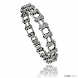 Stainless Steel Bicycle Chain Bracelet Solid Link 3/8 in wide