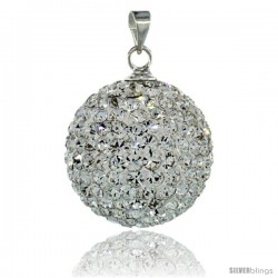 Sterling Silver 18 mm White Crystal Disco Ball Pendant