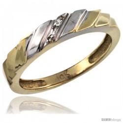 14k Gold Ladies' Diamond Wedding Ring Band, w/ 0.019 Carat Brilliant Cut Diamonds, 5/32 in. (4mm) wide