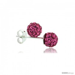 Sterling Silver Pink Tourmaline Crystal Ball Stud Earrings 6mm