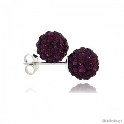 Sterling Silver Amethyst Crystal Ball Stud Earrings 8mm