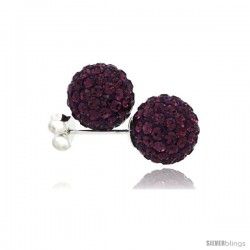 Sterling Silver Amethyst Crystal Ball Stud Earrings 10mm