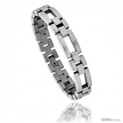 Stainless Steel Polished Watch Band Style Bracelet, 1/2 in wide, 8.25 in